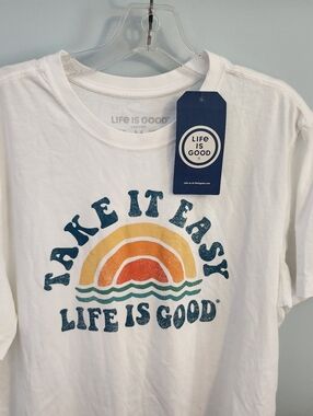 Life Is Good Take It Easy White Graphic Tee  Medium